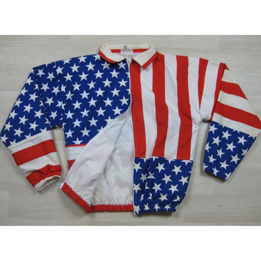 Vintage 80s American Flag Bomber Jacket Men's (M) USA Patriotic MAGA Carabella